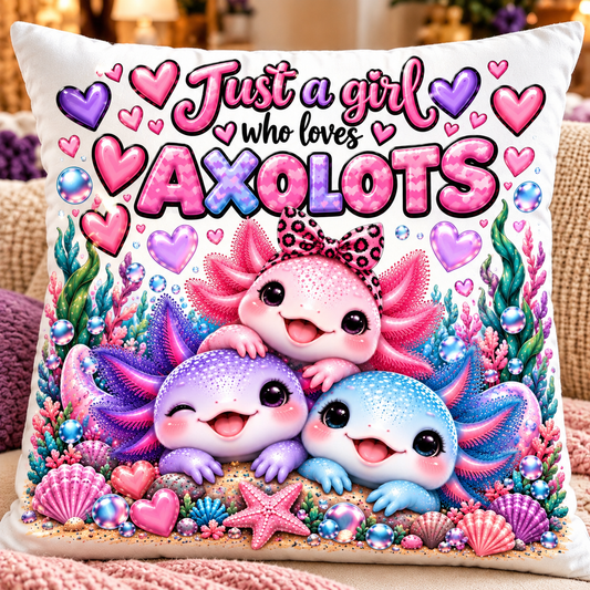 Axolotls Girl Cushion